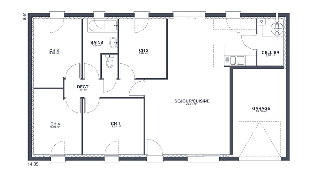 Plan Rez-de-chaussée Saône Family