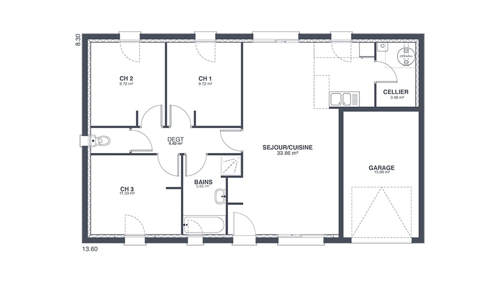 Plan Rez-de-chaussée Saône Cosy